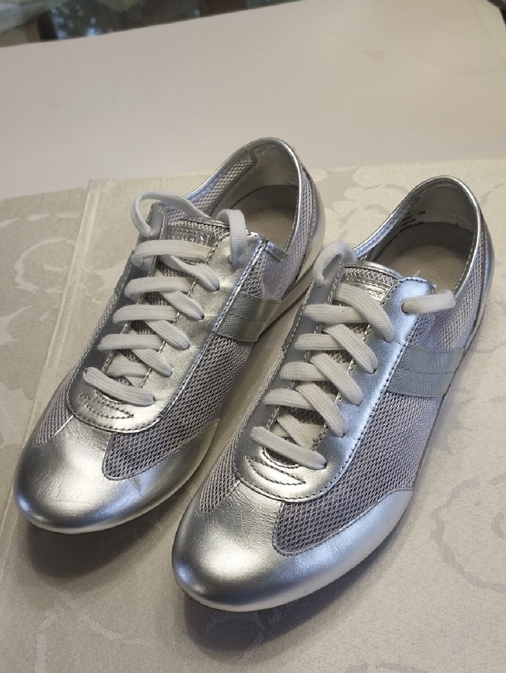 Coach Vintage Torrey Metallic Silver Mesh & Leather Low Profile Sneakers Sz 10M